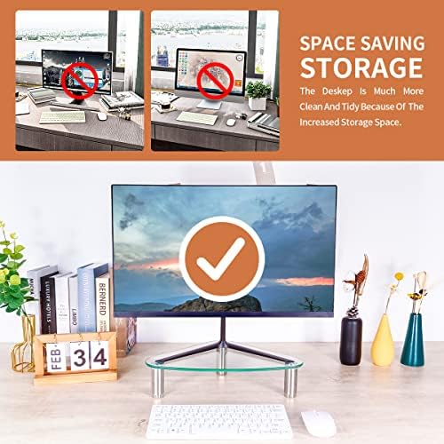 Hemudu Clear Glass Computer Monitor Riser / Triangle Desktop Universal