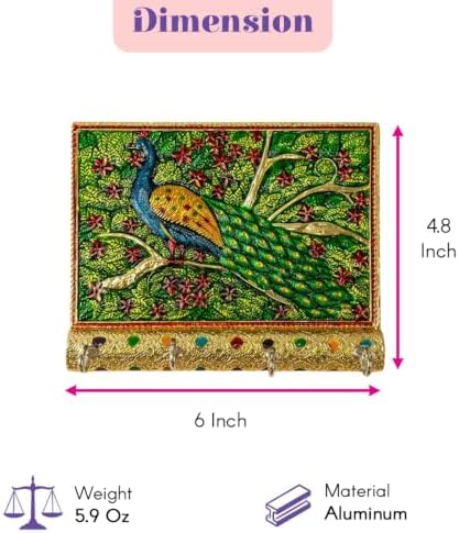 LOVENSPIRE Peacock Decorative Wood Key Holder - Hand Crafted Wall