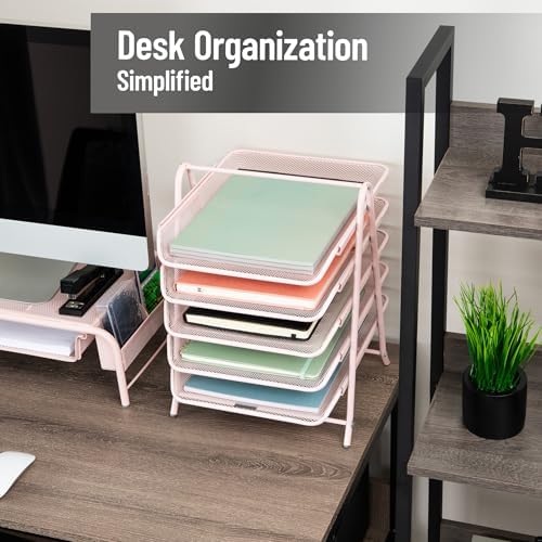 Mind Reader 5-Tier Paper Tray Organizer, Vertical Desktop File Storage
