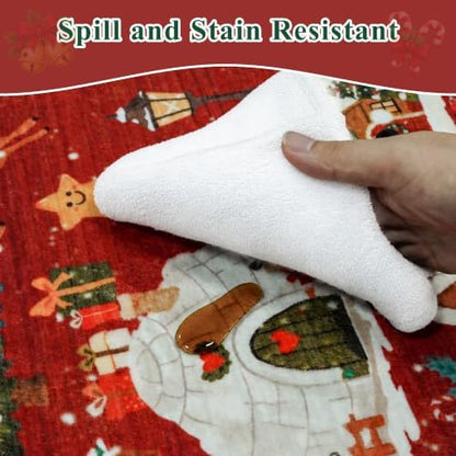2x3 Christmas Cute Area Rug: Non-Slip Washable Winter Holiday Indoor