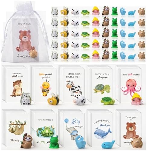 50 Sets Employee Teacher Appreciation Gifts with Cards & Bags, Animal
