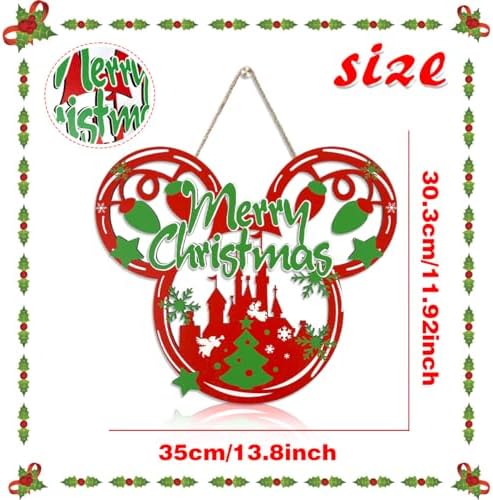Christmas Door Decorations Red Mouse Wooden Sign