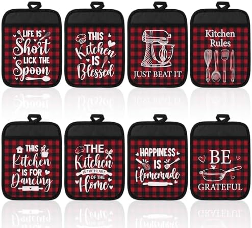 Bencailor 8 Pcs Christmas Pot Holders for Kitchen Hot Pad with Pocket