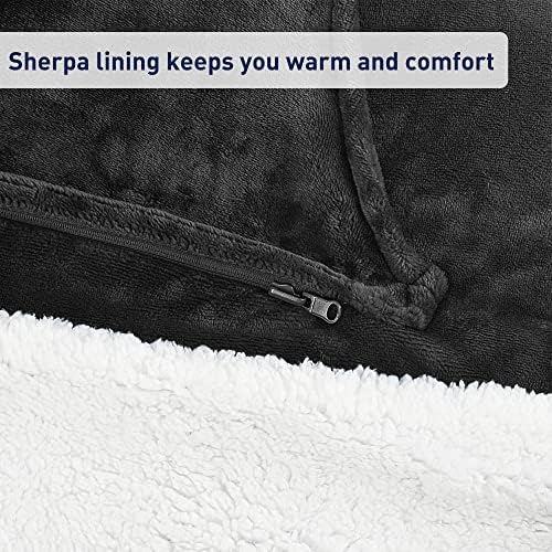 Catalonia Classic Sherpa Fleece Blanket with Sleeves, Super Soft Warm