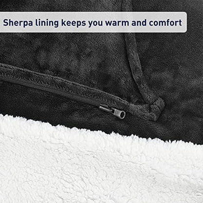 Catalonia Classic Sherpa Fleece Blanket with Sleeves, Super Soft Warm