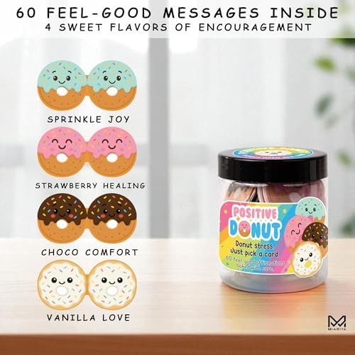 Positive Donut Jar, Funny Pun Gifts for Women, Teens, Coworkers, 60