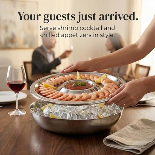 Shrimp Cocktail Serving Dish and Bowl With Ice - Elegant and Large