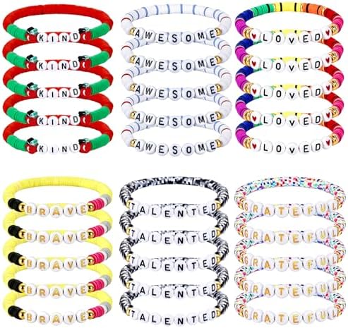 30Pcs Inspirational Bracelet Gift for Student, Back to School Handmade