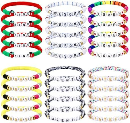 30Pcs Inspirational Bracelet Gift for Student, Back to School Handmade