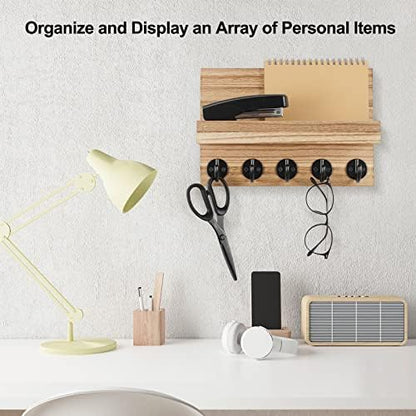 Lwenki Key Holder for Wall, Decorative Key and Mail Holder with Shelf