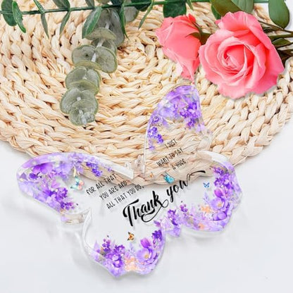 Thank You Gifts for Women, Purple Butterfly Acrylic Desk Decor