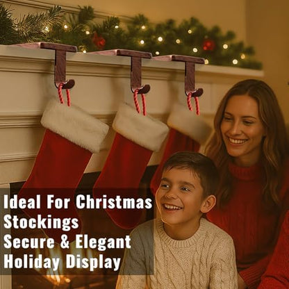 Stocking Holders for Mantle - Set 4, Weighted Metal - Christmas