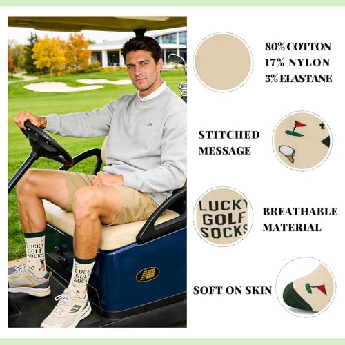 Lucky Golf Socks for Golfer,Father's Day Birthday Gift Novelty