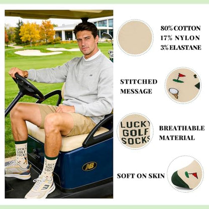 Lucky Golf Socks for Golfer,Father's Day Birthday Gift Novelty