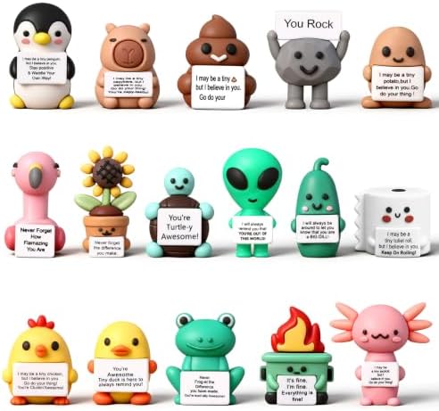 Gejoy 16 Pcs Mini Rubber You Rock Figures Positive Gifts, 16 Style