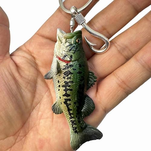 Bass Fishing Keychain Gifts, Bass Fish Key Chain for Men, Cool Fishing
