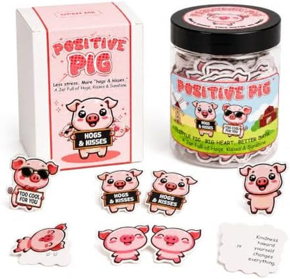 Positive Pig Jar with 60 Affirmation Cards, Cute Pig Gifts for Women