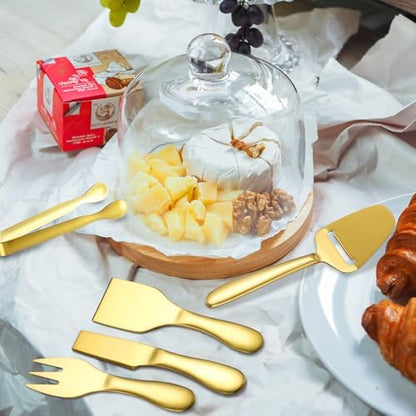Stainless Steel Gold Cheese Tool Set - 12 Piece Cheese Knife & Cheese