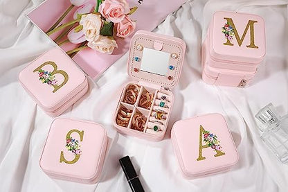 Jewelry Box for Women, Birthday Gifts, Pink Small Travel Earring
