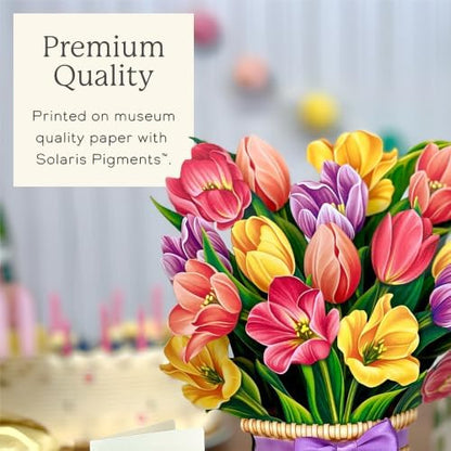 Freshcut Paper Festive Tulips 12" Life-Sized 3D Pop Up Card