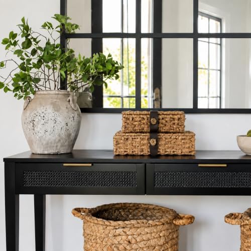 Decorative Box with Lid, Wicker Storage Basket, Water Hyacinth Woven