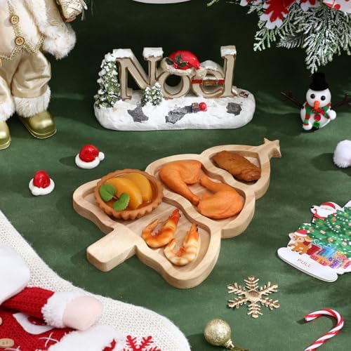 Christmas Tree Serving Tray, 12" Wooden Christmas Charcuterie Board
