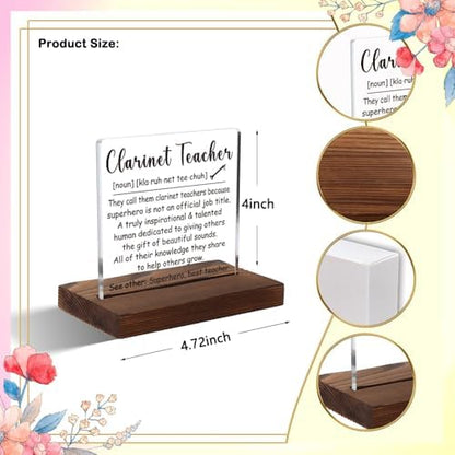 Clarinet Teacher Gift, Music Instructor Appreciation Plaque for