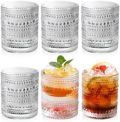 Hobnail Glasses Set of 6 Highball Vintage Drinking Glasses 12OZ Clear