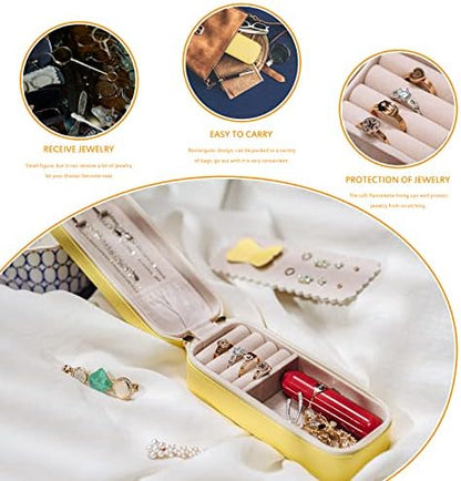 Small Travel Jewelry Organizers Box for Women with PU Leather Portable