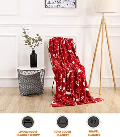 Elegant Comfort Luxury Velvet Super Soft Christmas Prints Fleece
