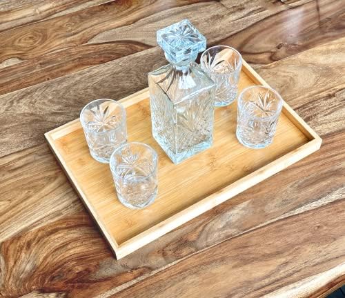 Natural Bamboo Serving Tray Platter 17.75 x 11.8 Rectangular, Bamboo