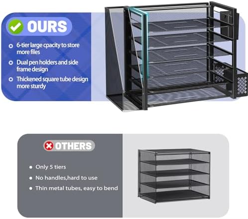 Simple Trending Desk File Organizer, 6-Tier Paper Organizer for Desk