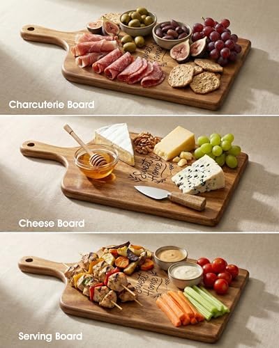 Charcuterie & Cheese Board Set, 9-Piece, 15.7", Acacia Wood