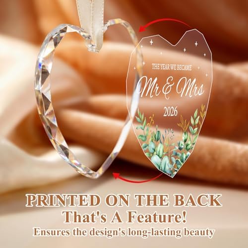 Wedding Gifts for Couples 2026, Mr and Mrs Crystal Glass Heart