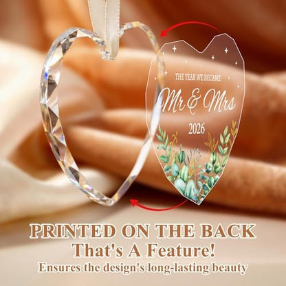 Wedding Gifts for Couples 2026, Mr and Mrs Crystal Glass Heart