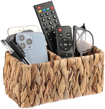 BTSKY Handwoven Remote Control Holder for Table, Natural Water