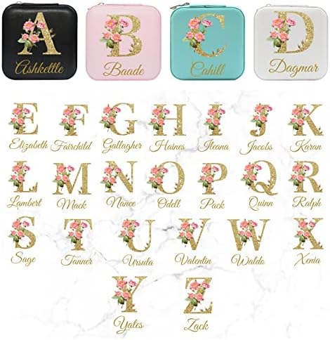 Personalized Jewelry Organizer Box with Name Initials,Custom Travel