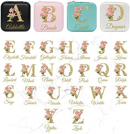 Personalized Jewelry Organizer Box with Name Initials,Custom Travel
