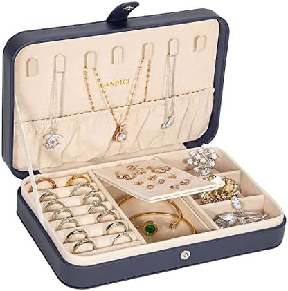 LANDICI Small Jewelry Box for Women Girls, PU Leather Travel Jewelry