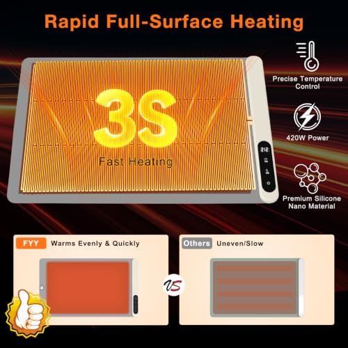 FYY Warming Mat for Food 24"x15", Rapid and Full Surface Heating Gray