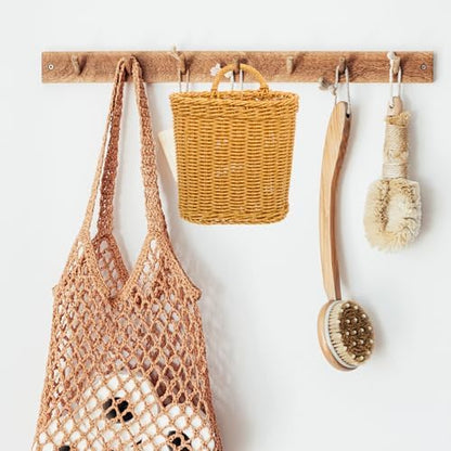 2pcs Wall Hanging Storage Basket with Handle, PP Woven Holder