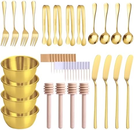 Gold Charcuterie Boards Accessories(26 PCS), Gift Box Packaging, With