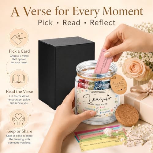 BEASTZHENG Teacher Gift Bible Verse Jar Christian Teacher Appreciation