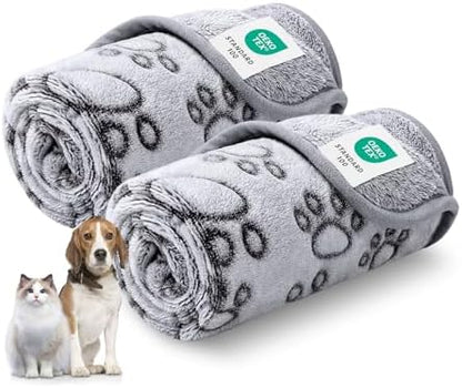 Luciphia Fluffy Paw Print Dog Blanket Large/Medium/Small, Soft Fleece