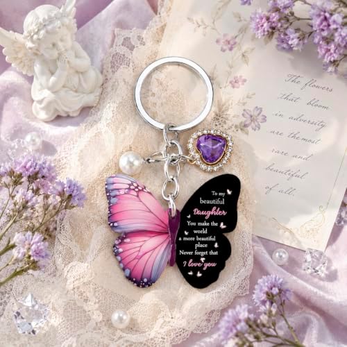 Daughter Gifts from Mom Daughter Gifts Purple Butterfly Keychains