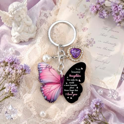 Daughter Gifts from Mom Daughter Gifts Purple Butterfly Keychains