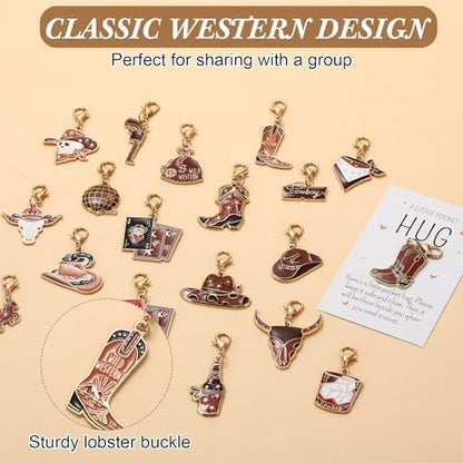 Wonderjune Cowboy 20 Sets Little Pocket Hug Bulk Gifts Cards Keychain