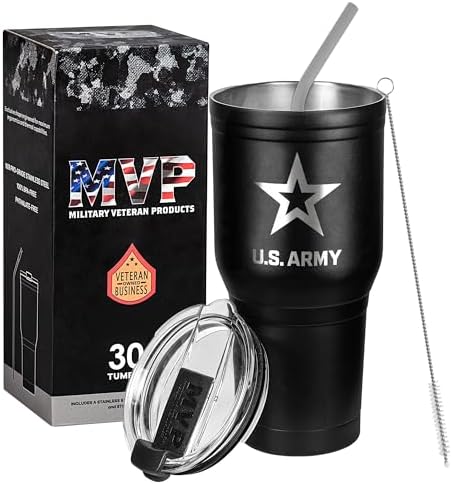 Military Gift Shop 30 oz US-Army Black Double Wall Vacuum Insulated