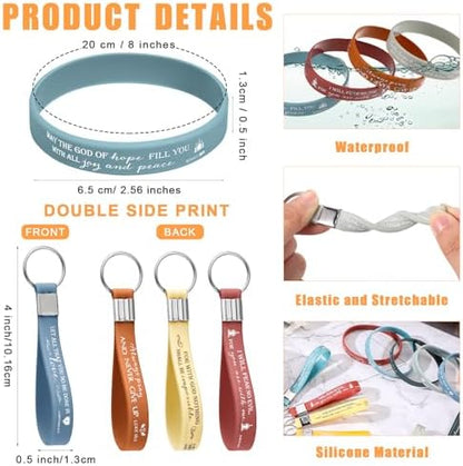 Unittype 120 Pcs Bible Verse Bracelets Keychains Bulk Set