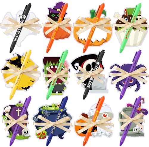 Pasimy 24 Sets Halloween Sticky Notes Pen Bulk Classroom Gifts Party